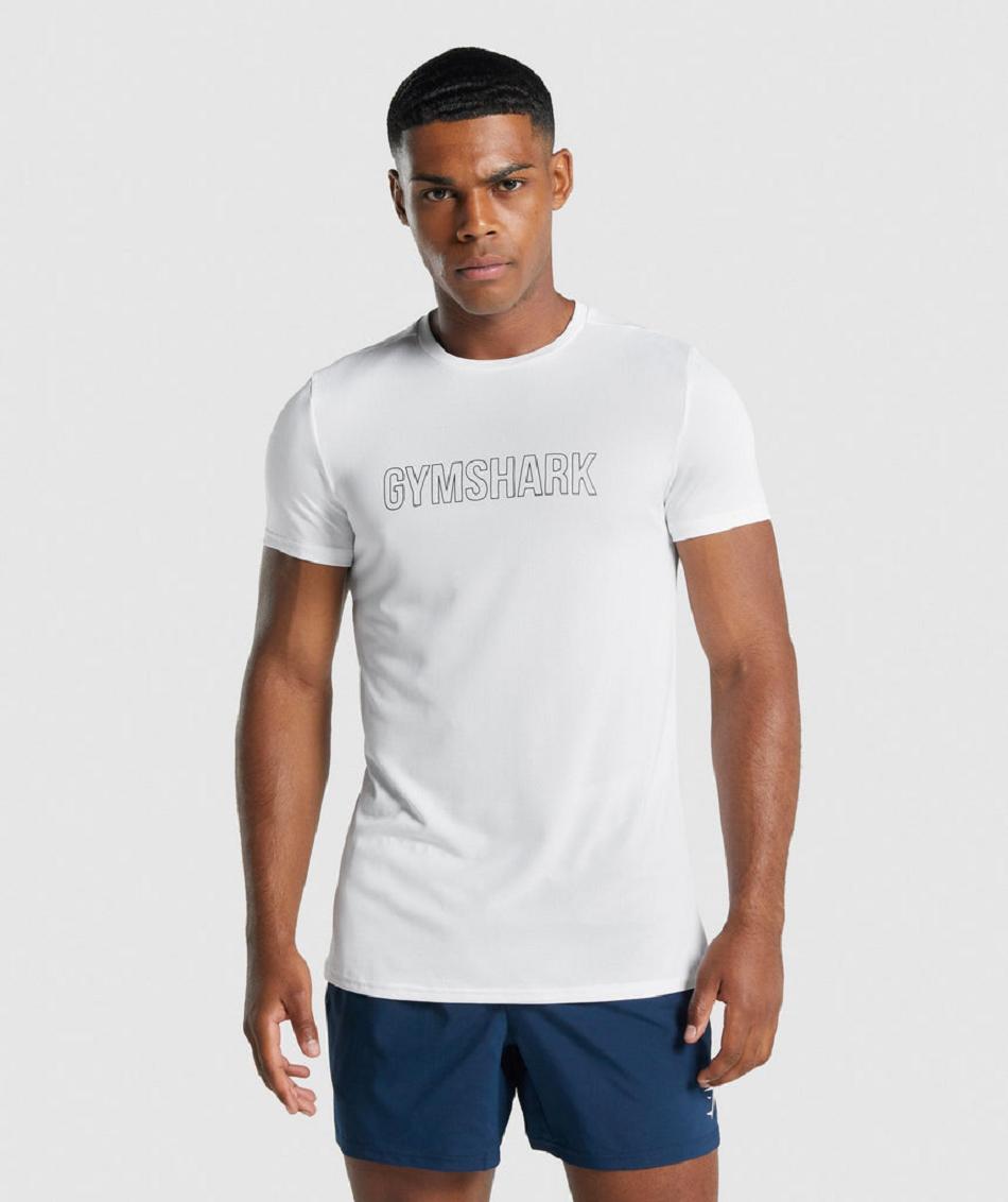 T Shirts Gymshark Arrival Estampadas Hombre Blancas | CO 3403AHK